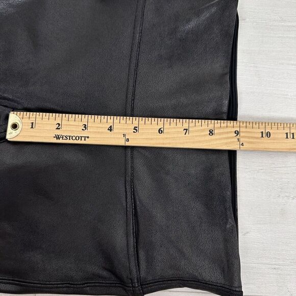 SPANX Black Faux Leather Leggings Shimmer w/ Crack Effect Women Small Shaping - Picture 12 of 15